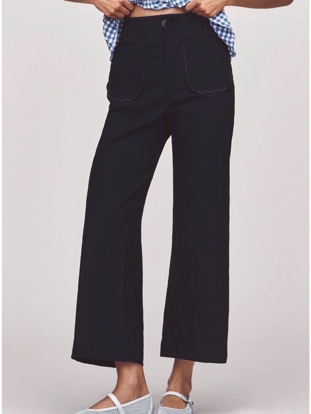 Maeve Scallop High-Rise Wide-Leg Pants